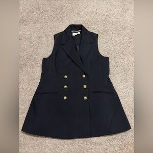 Lily Pulitzer Eudora Black Vest Jacket Top Gold Buttons Size 8
